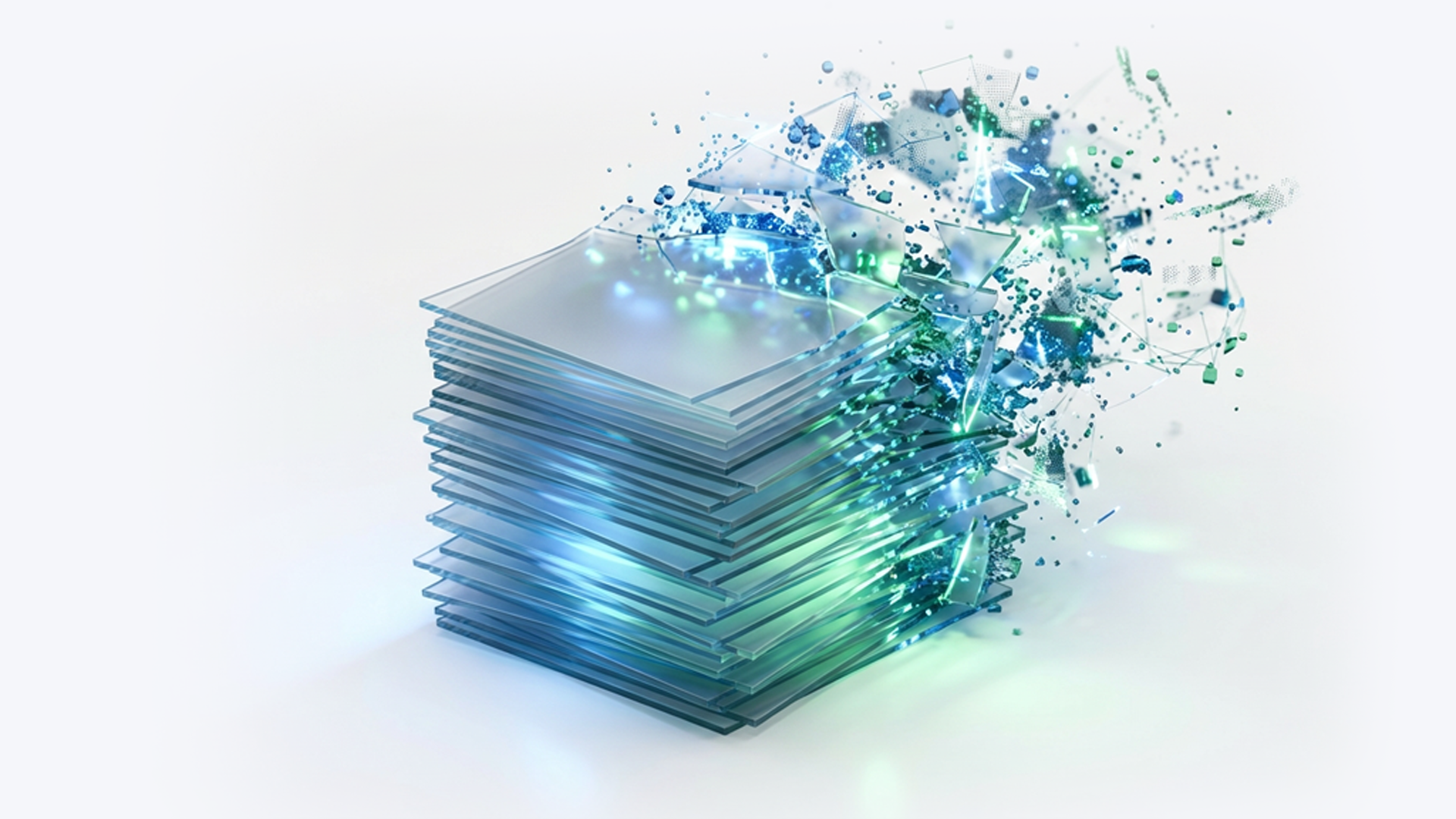 Stack of documents fading into abstract noise